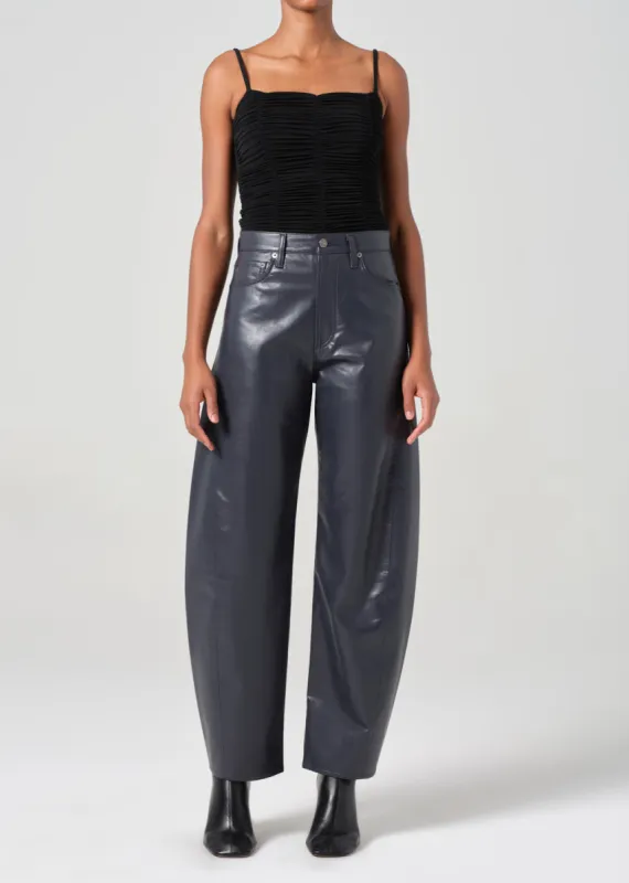 Luna Pieced Jean Recycled Leather in Shadow sold by Agolde