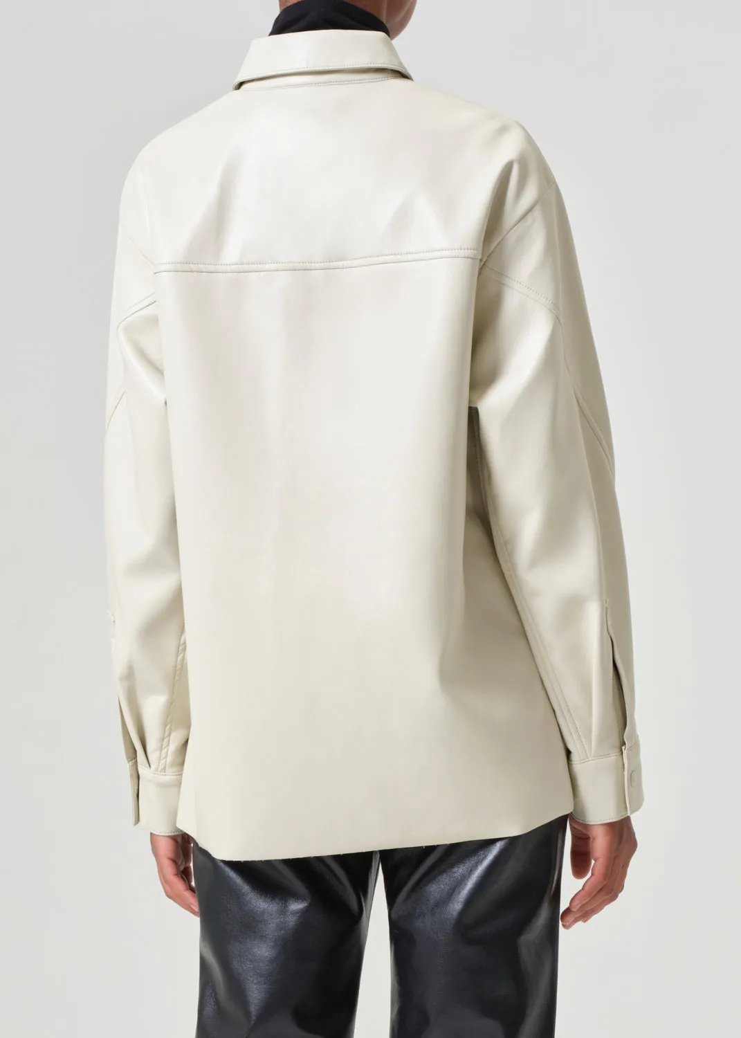 Aylin Vegan Leather Shirt in Powder sold by Agolde product image thumbnail 3
