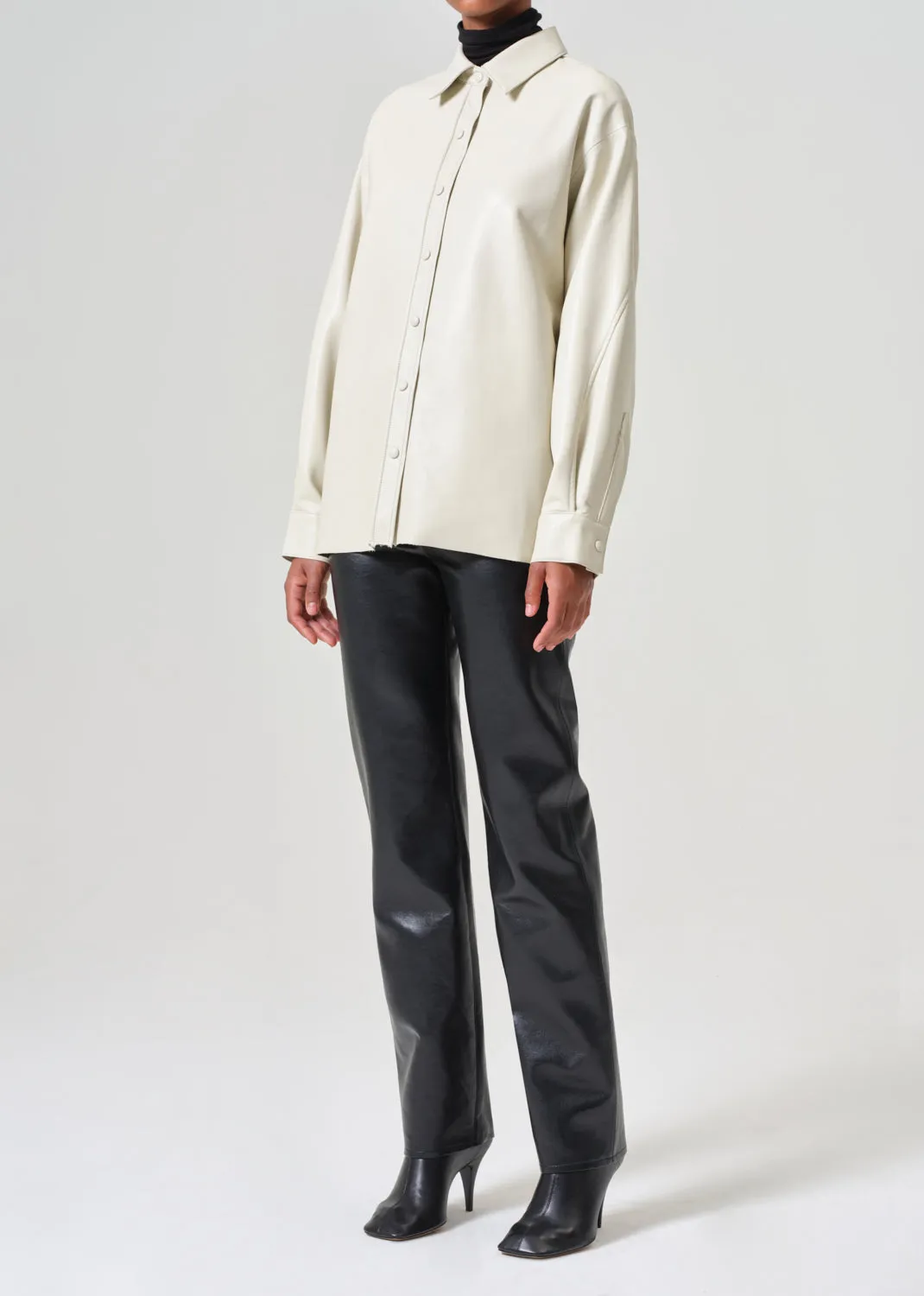 Aylin Vegan Leather Shirt in Powder sold by Agolde product image thumbnail 4