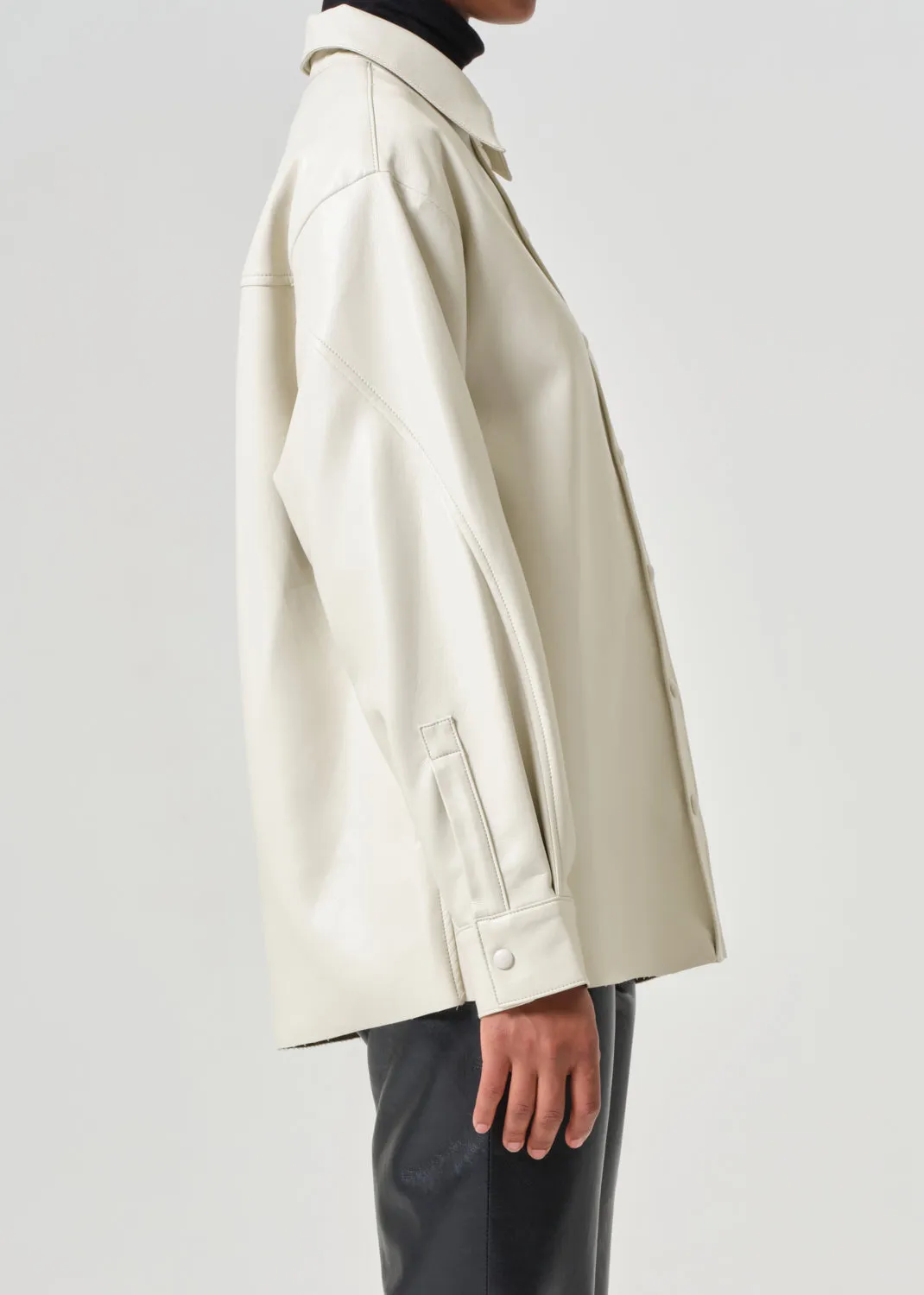 Aylin Vegan Leather Shirt in Powder sold by Agolde product image thumbnail 5