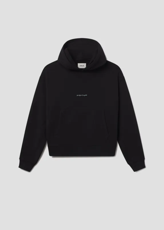 AGOLDE / RSVP Script Hoodie in Black / Mint made by Agolde