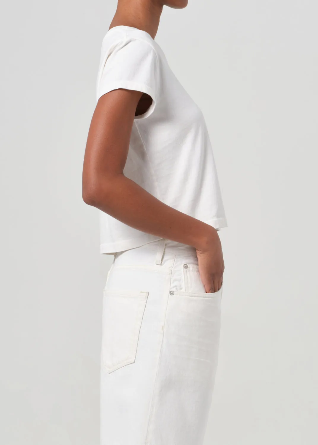 Adine Shrunken Tee in White Ash sold by Agolde product image thumbnail 4