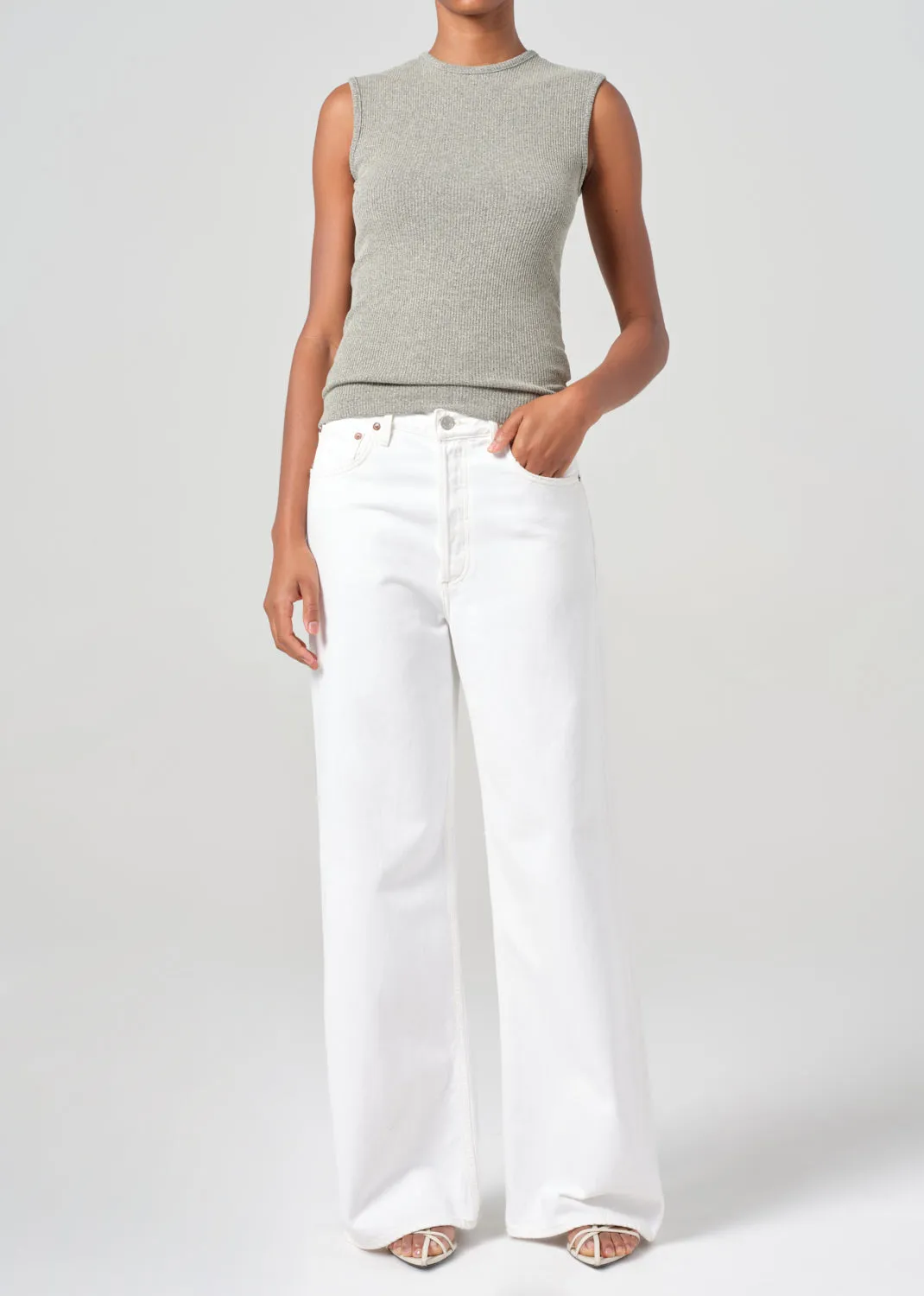 Dame High Rise Wide Leg No Cuff in Milkshake sold by Agolde