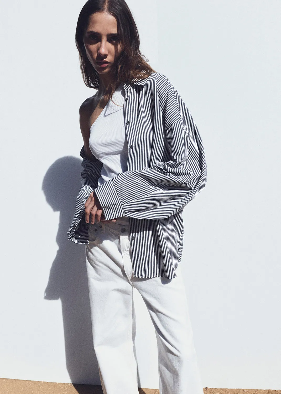 Brona Shirt in Solene Stripe sold by Agolde