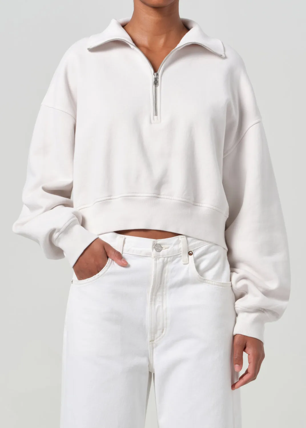 Bethan Quarter Zip Sweatshirt in Wired sold by Agolde