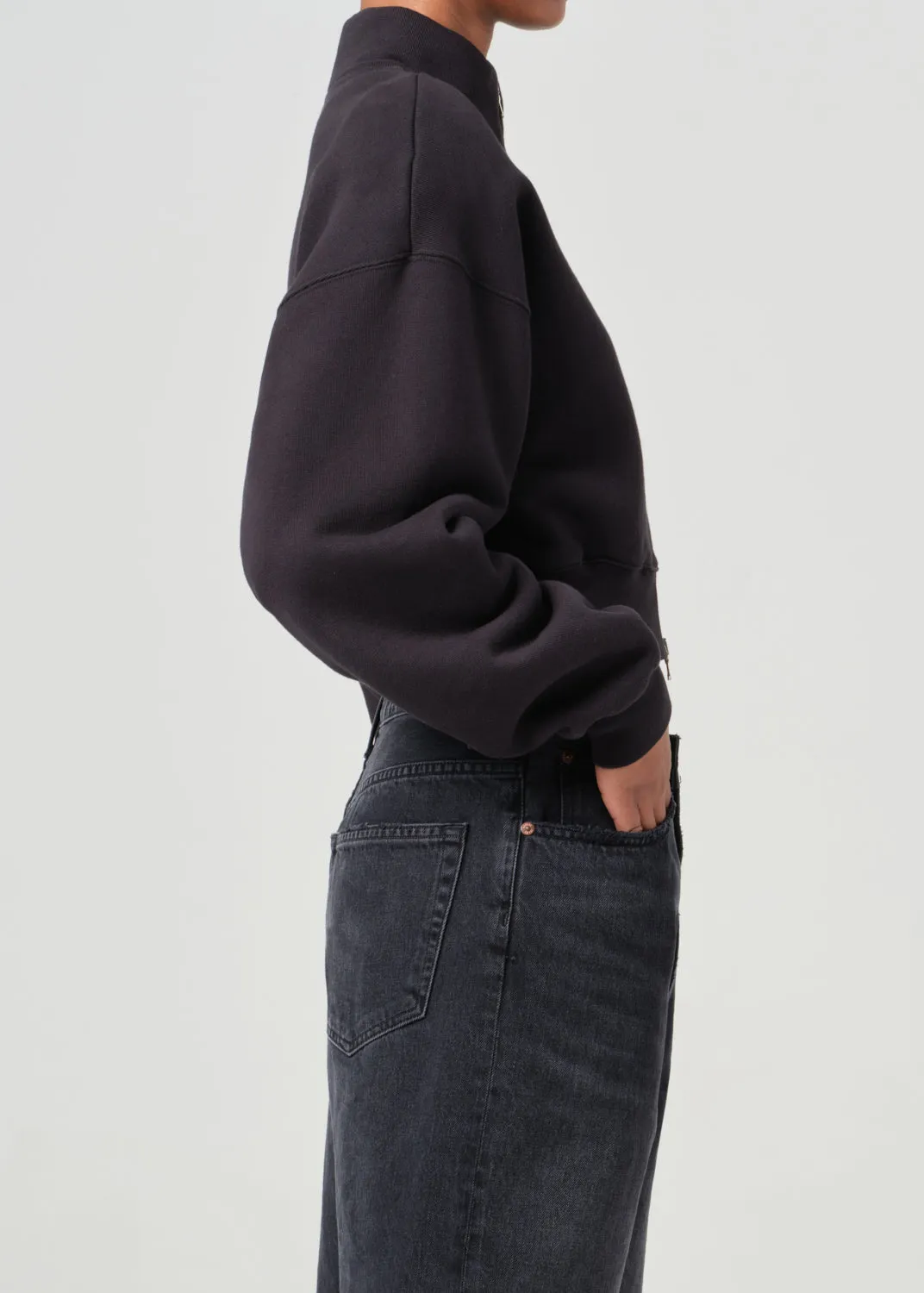 Asta Zip Sweatshirt in Washed Black sold by Agolde product image thumbnail 5