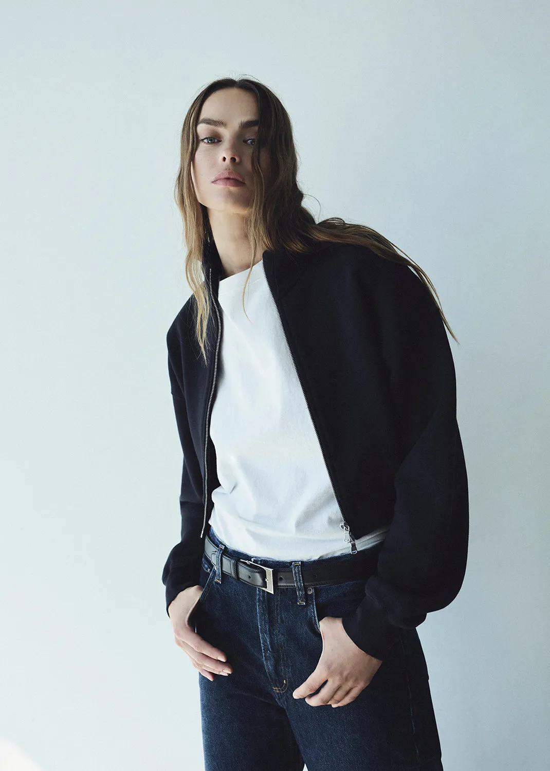 Asta Zip Sweatshirt in Washed Black sold by Agolde product image thumbnail 2