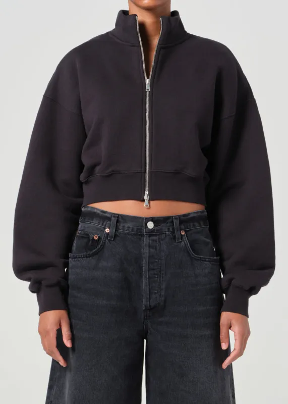 Asta Zip Sweatshirt in Washed Black sold by Agolde