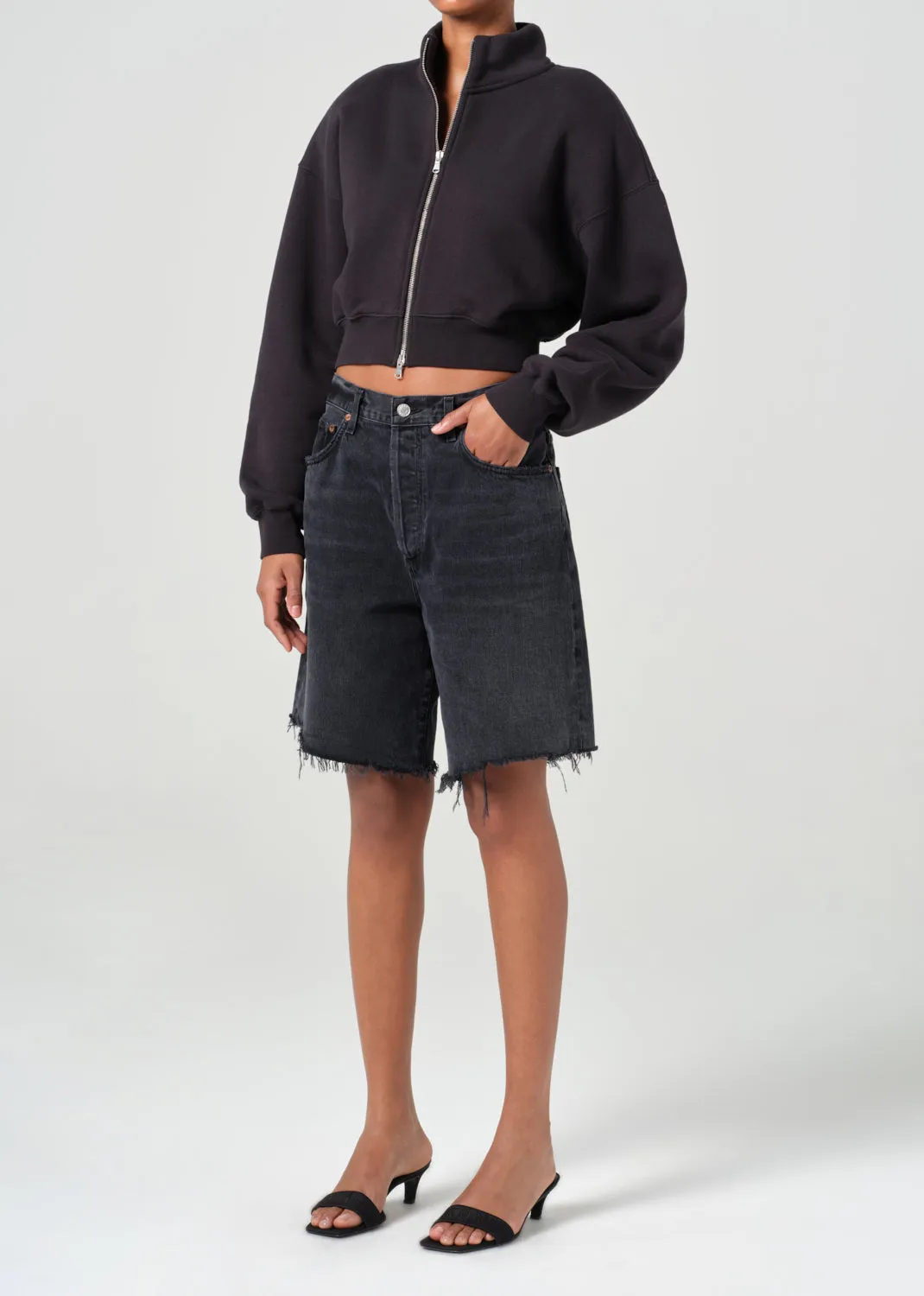 Asta Zip Sweatshirt in Washed Black sold by Agolde product image thumbnail 4