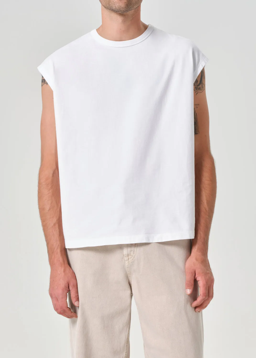 Leonard Sleeveless Tee in White sold by Agolde product image thumbnail 2