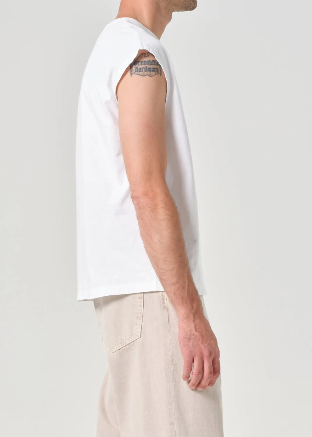 Leonard Sleeveless Tee in White sold by Agolde product image thumbnail 4