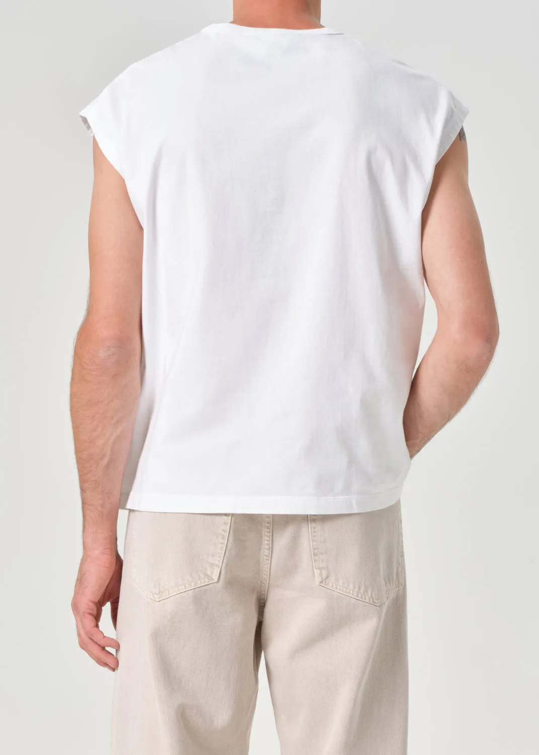 Leonard Sleeveless Tee in White sold by Agolde product image thumbnail 3