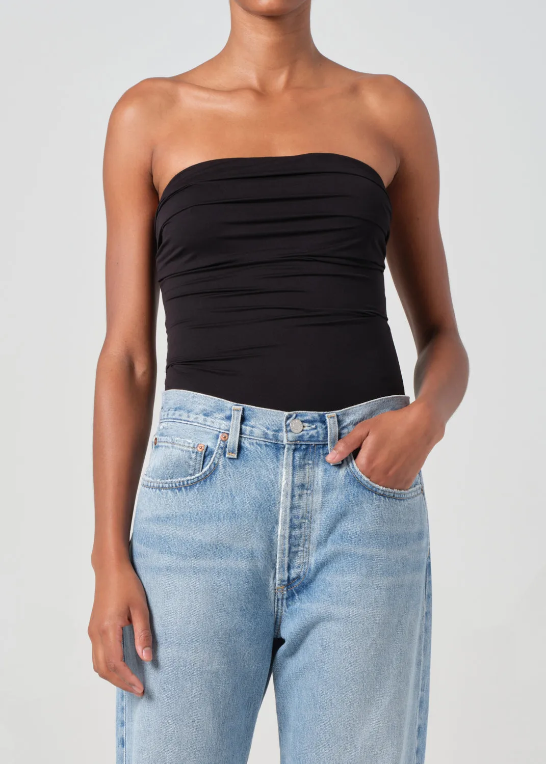 Gwyneth Bodysuit in Black sold by Agolde