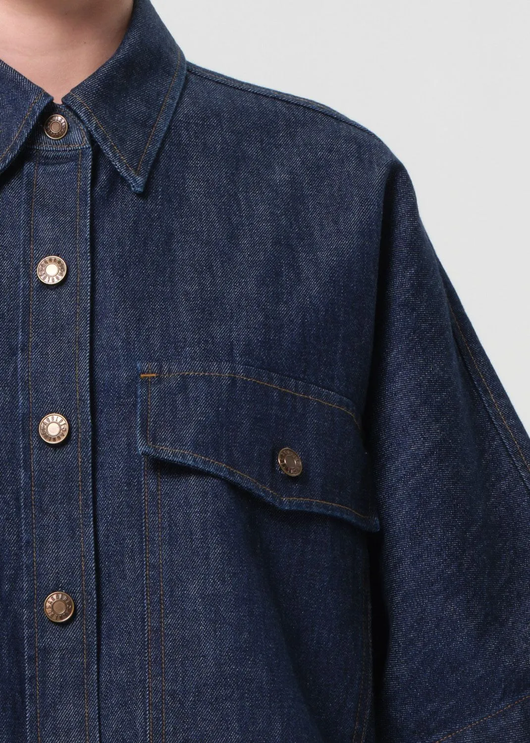 Taron Dolman Denim Shirt in Pure sold by Agolde product image thumbnail 5