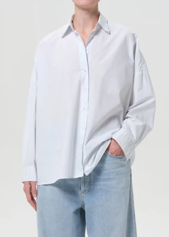 Roux Balloon Shirt in Hail sold by Agolde