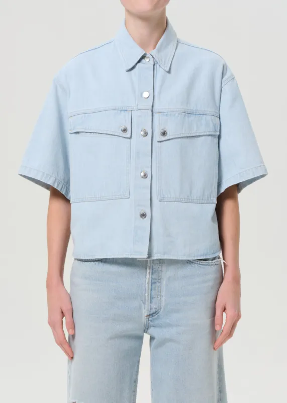 Enora High Low Shirt in Alcove sold by Agolde