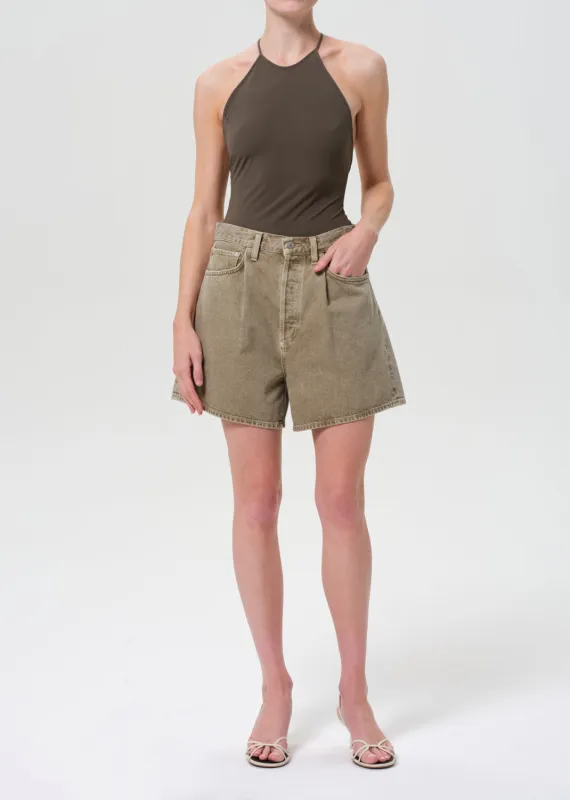 Rhoda Pleated A-Line Short in Cholla sold by Agolde