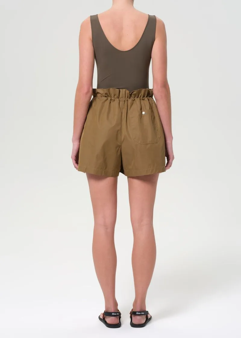 Lydia Pull On Gather Short in Khaki sold by Agolde product image thumbnail 2