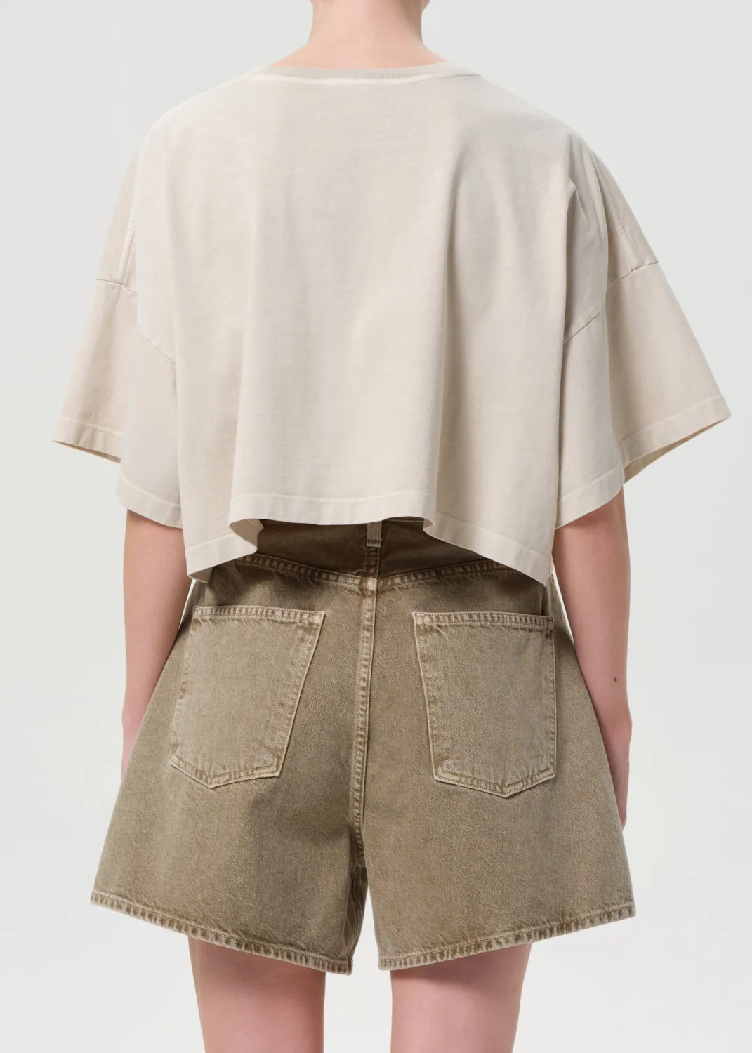 Arli Oversized Cropped Tee in Brown Rice sold by Agolde product image thumbnail 2