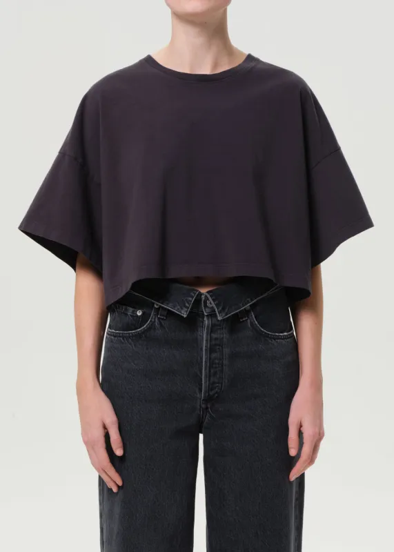 Arli Oversized Cropped Tee in Shade sold by Agolde