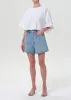 Arli Oversized Cropped Tee in White sold by Agolde