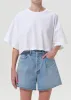 Arli Oversized Cropped Tee in White sold by Agolde