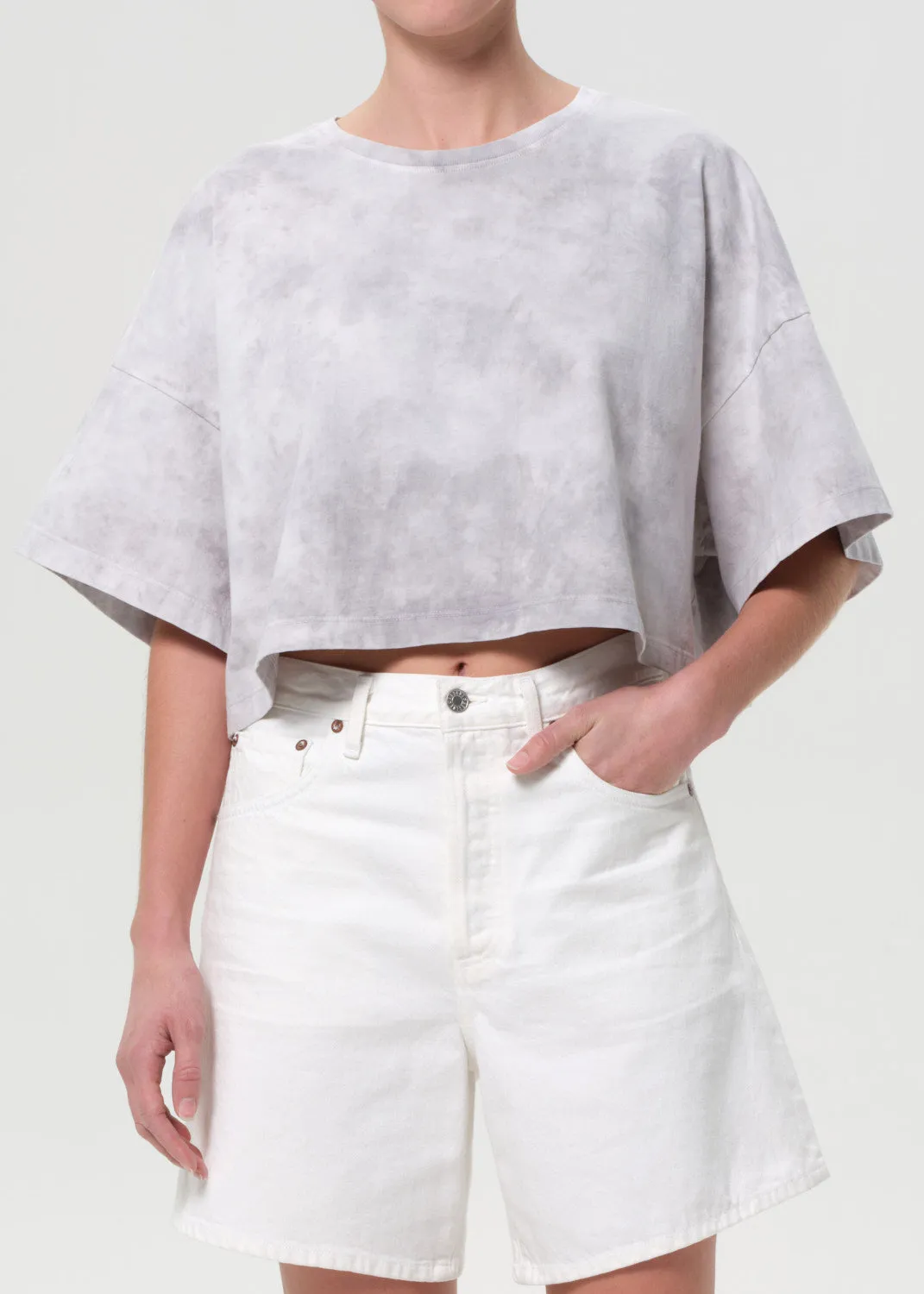 Arli Oversized Cropped Tee in Turbine sold by Agolde
