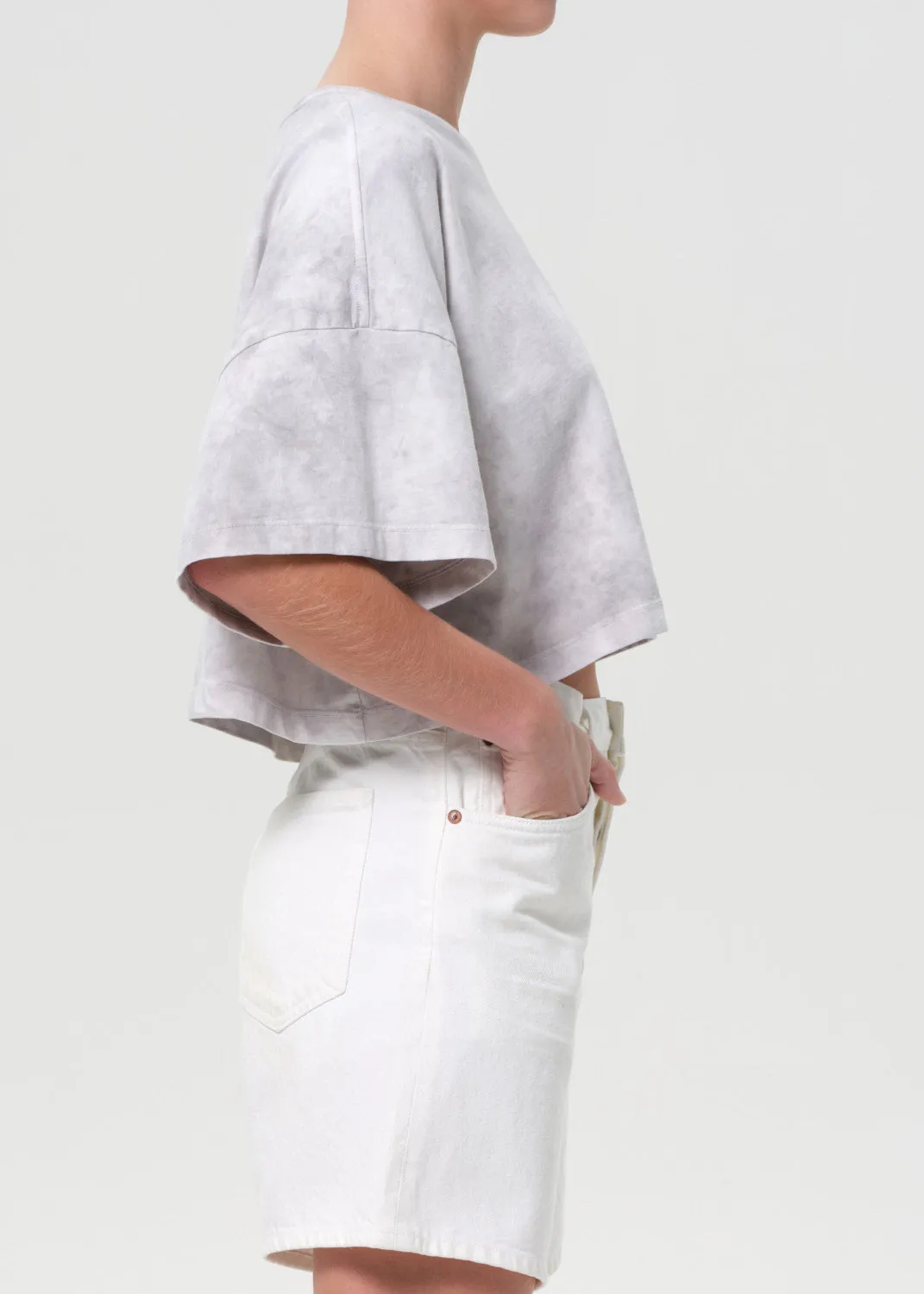 Arli Oversized Cropped Tee in Turbine sold by Agolde product image thumbnail 3