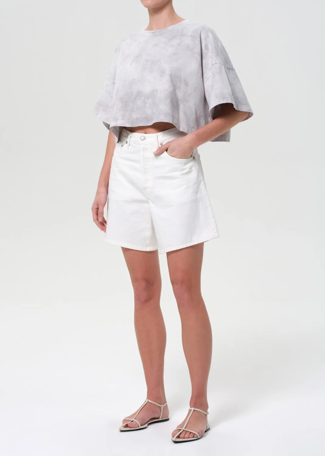 Arli Oversized Cropped Tee in Turbine sold by Agolde product image thumbnail 4
