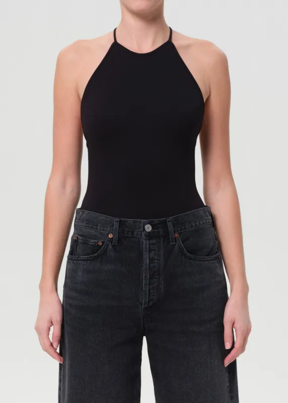 Inara Backless Bodysuit in Black sold by Agolde