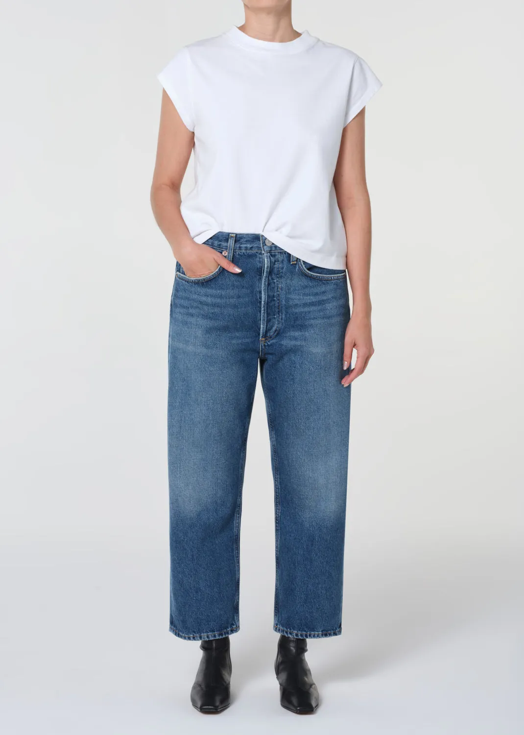 90's Crop Mid Rise Straight Petite in Bounty sold by Agolde