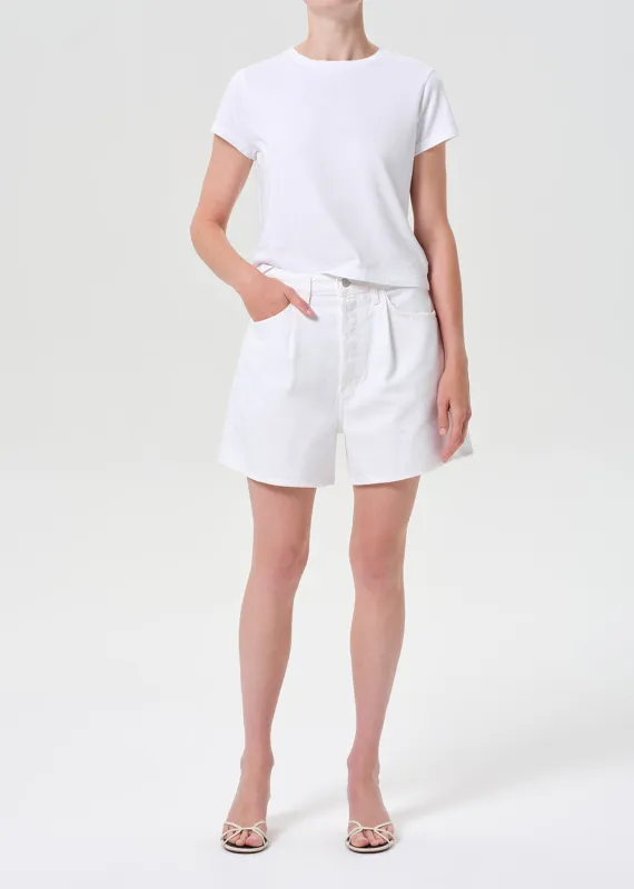 Rhoda Pleated A-Line Short in Milkshake sold by Agolde
