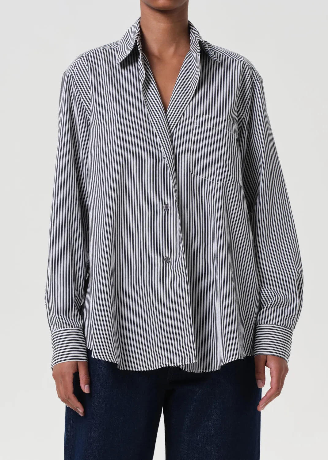 Aris Shirt in Solene Stripe sold by Agolde