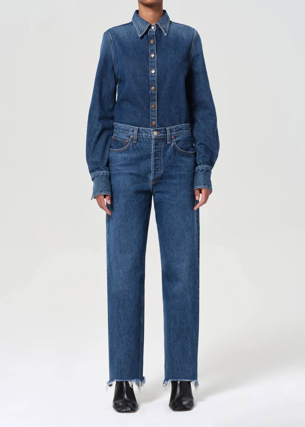 90's Mid Rise Straight in Fountain sold by Agolde