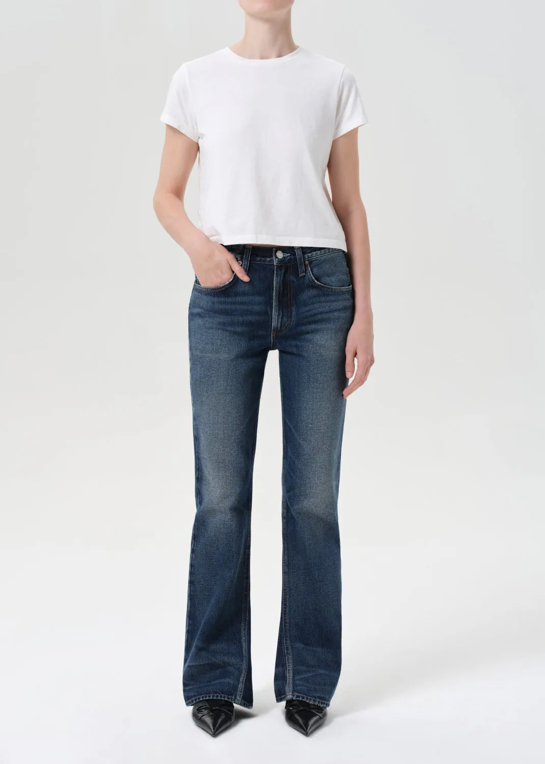 Mid Rise Kick Boot in Stencil sold by Agolde