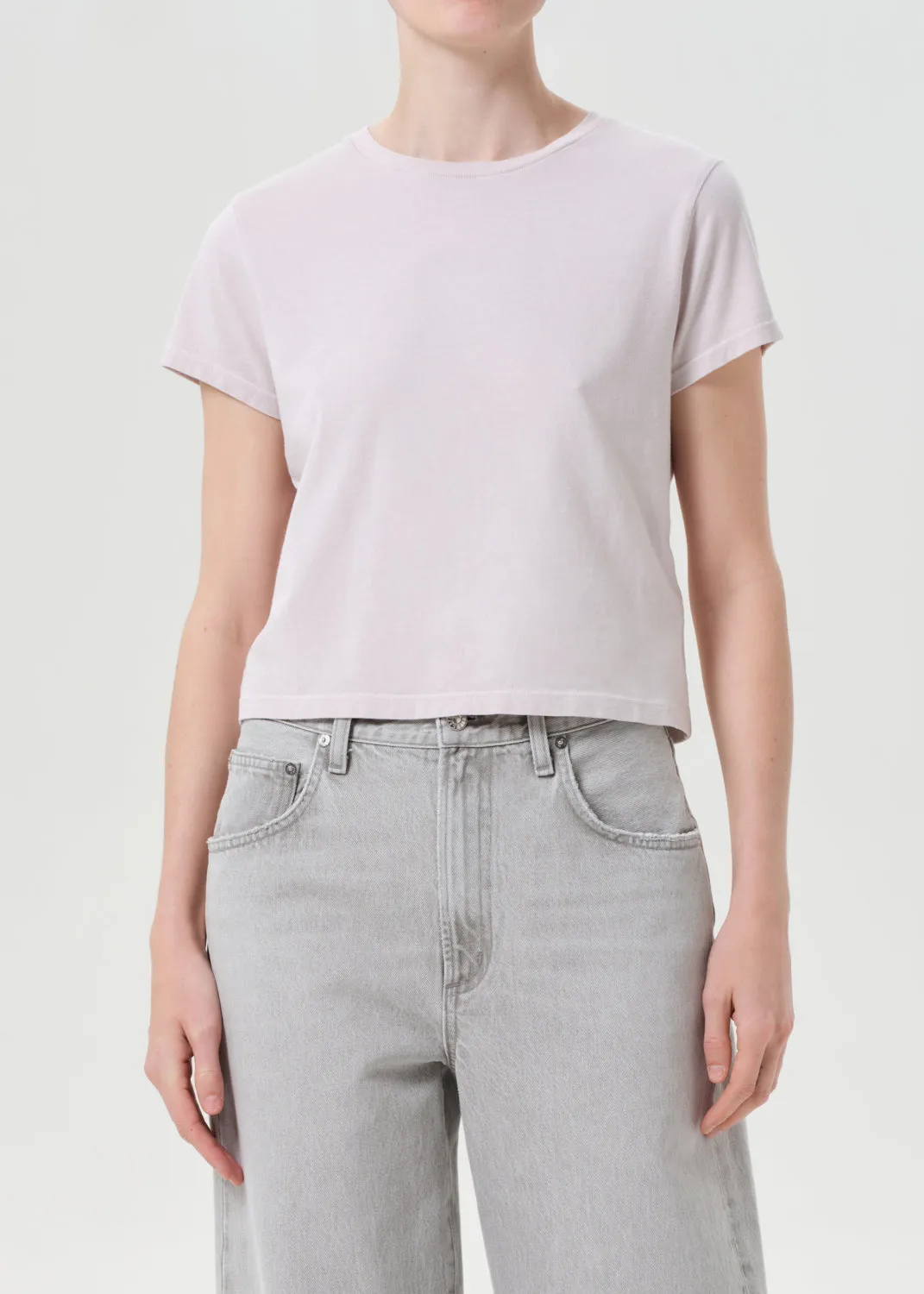 Adine Shrunken Tee in Rosewater sold by Agolde