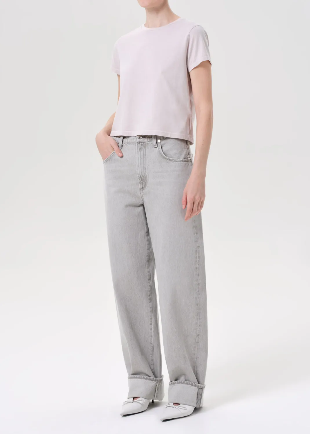 Adine Shrunken Tee in Rosewater sold by Agolde product image thumbnail 4