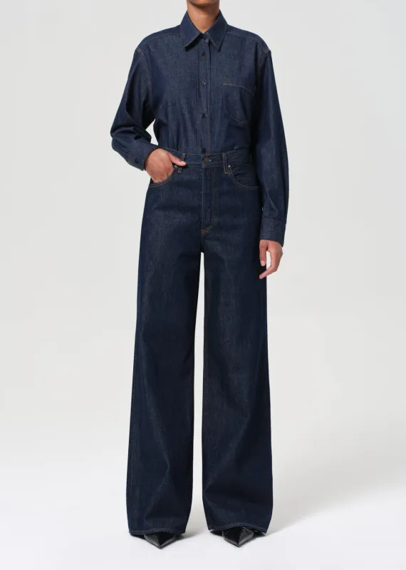 Dame High Rise Wide Leg No Cuff in Foxley sold by Agolde