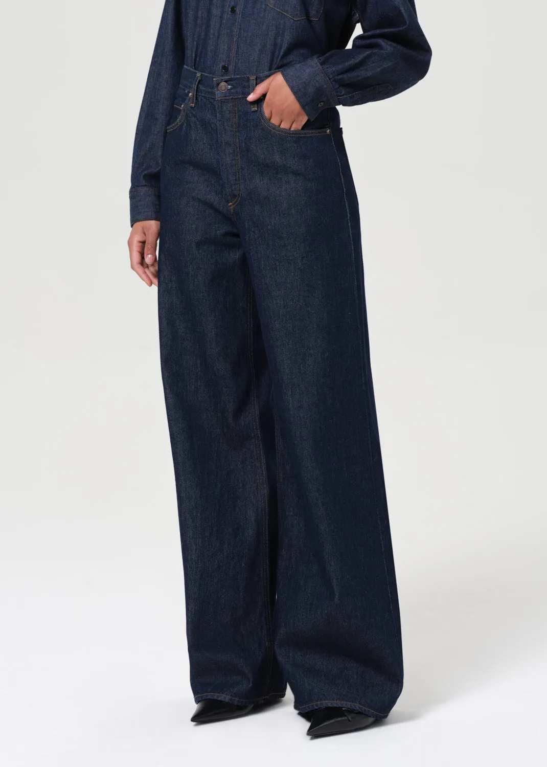 Dame High Rise Wide Leg No Cuff in Foxley sold by Agolde product image thumbnail 5