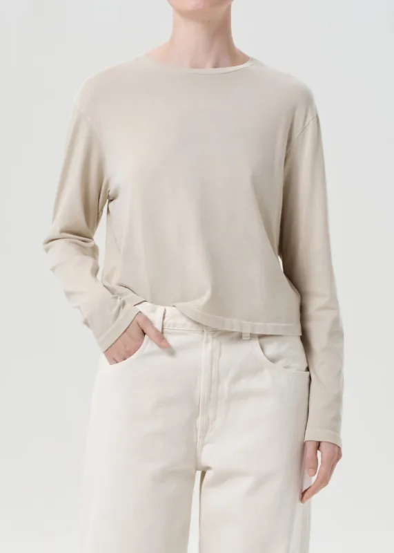 Sydney Long Sleeve Tee in Rice Grass sold by Agolde