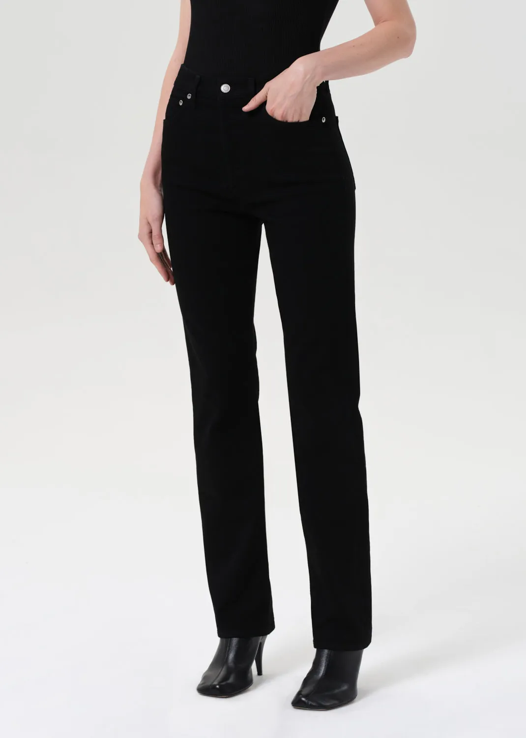 90's Pinch Waist High Rise Straight Long (Comfort Stretch) in Cover sold by Agolde product image thumbnail 5