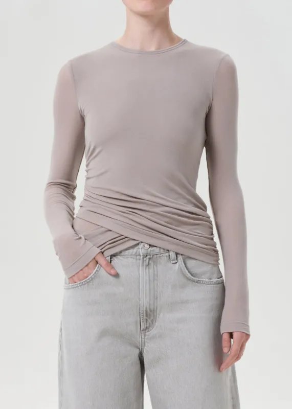 Eve Twist Tee in Dolphin sold by Agolde