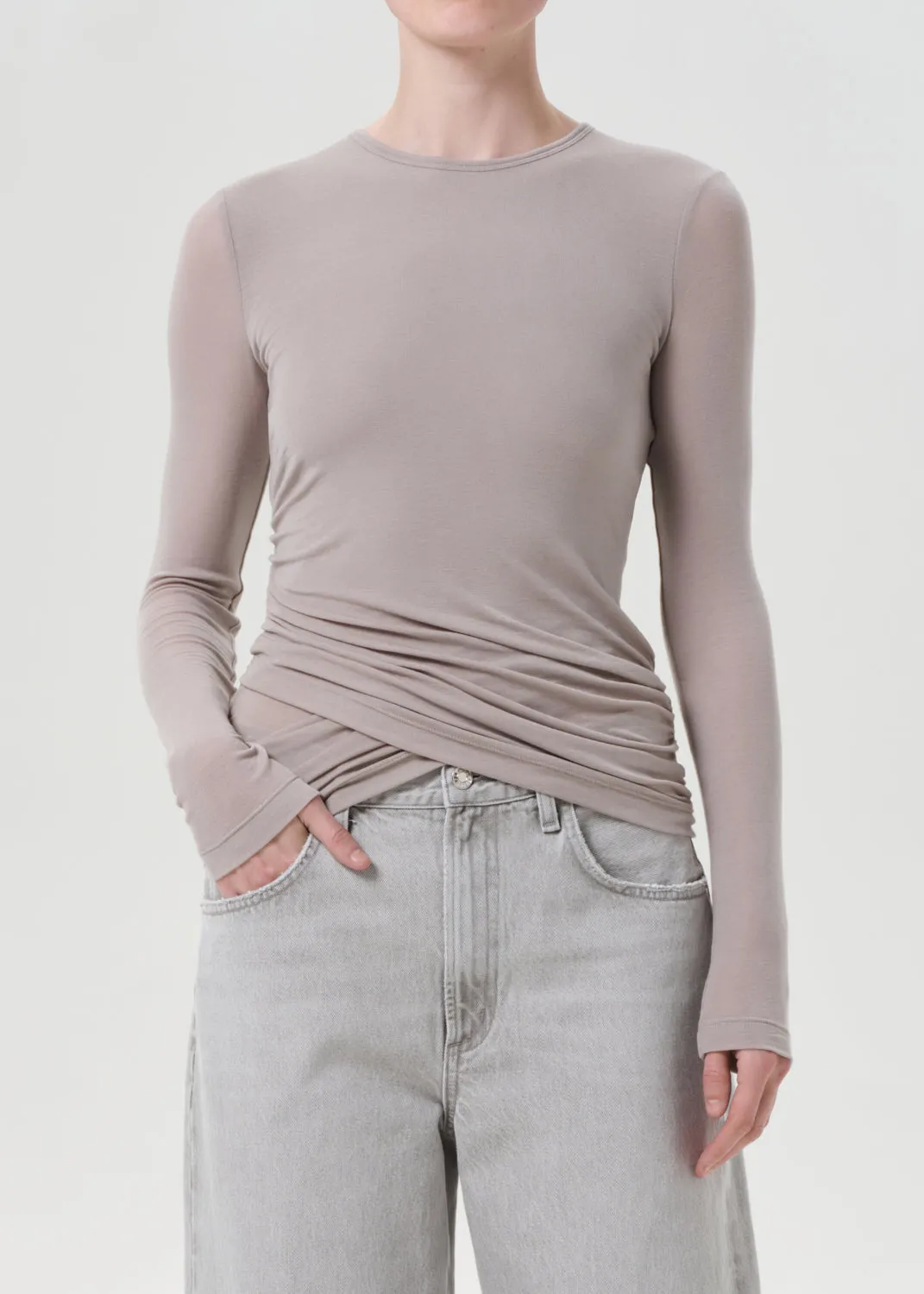 Eve Twist Tee in Dolphin sold by Agolde