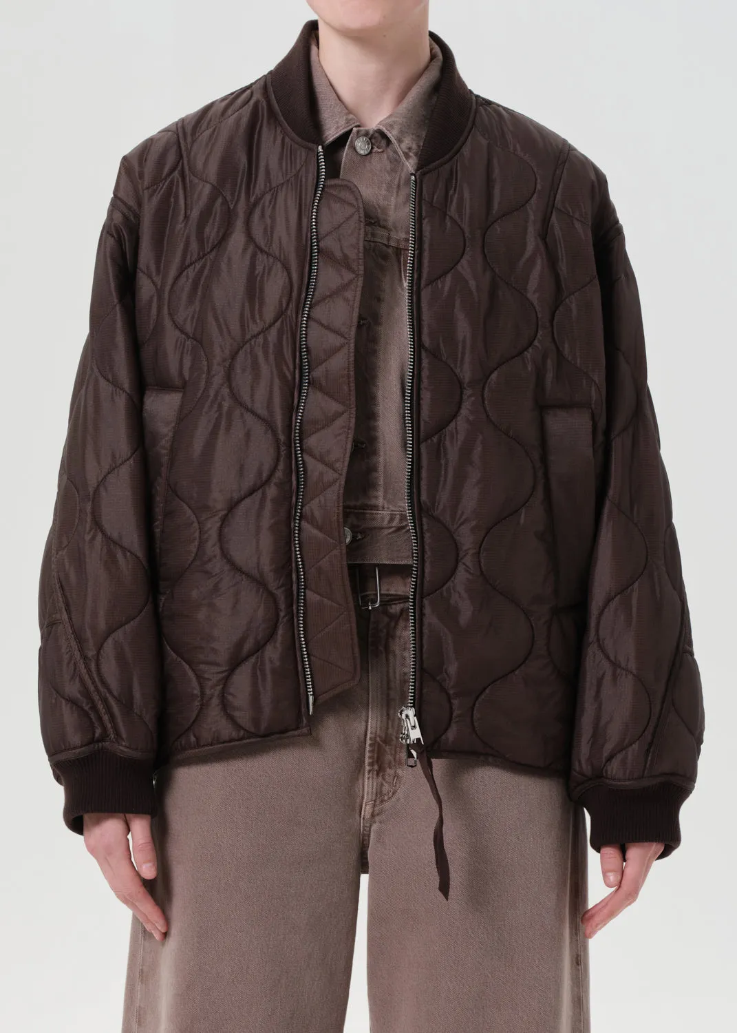 Isla Quilted Jacket in Bourbon sold by Agolde