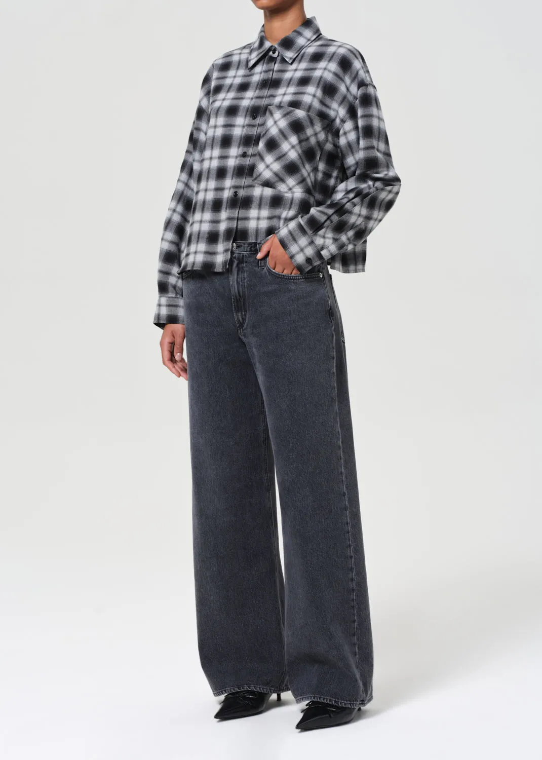 Comer Shirt in Nero Check sold by Agolde product image thumbnail 4