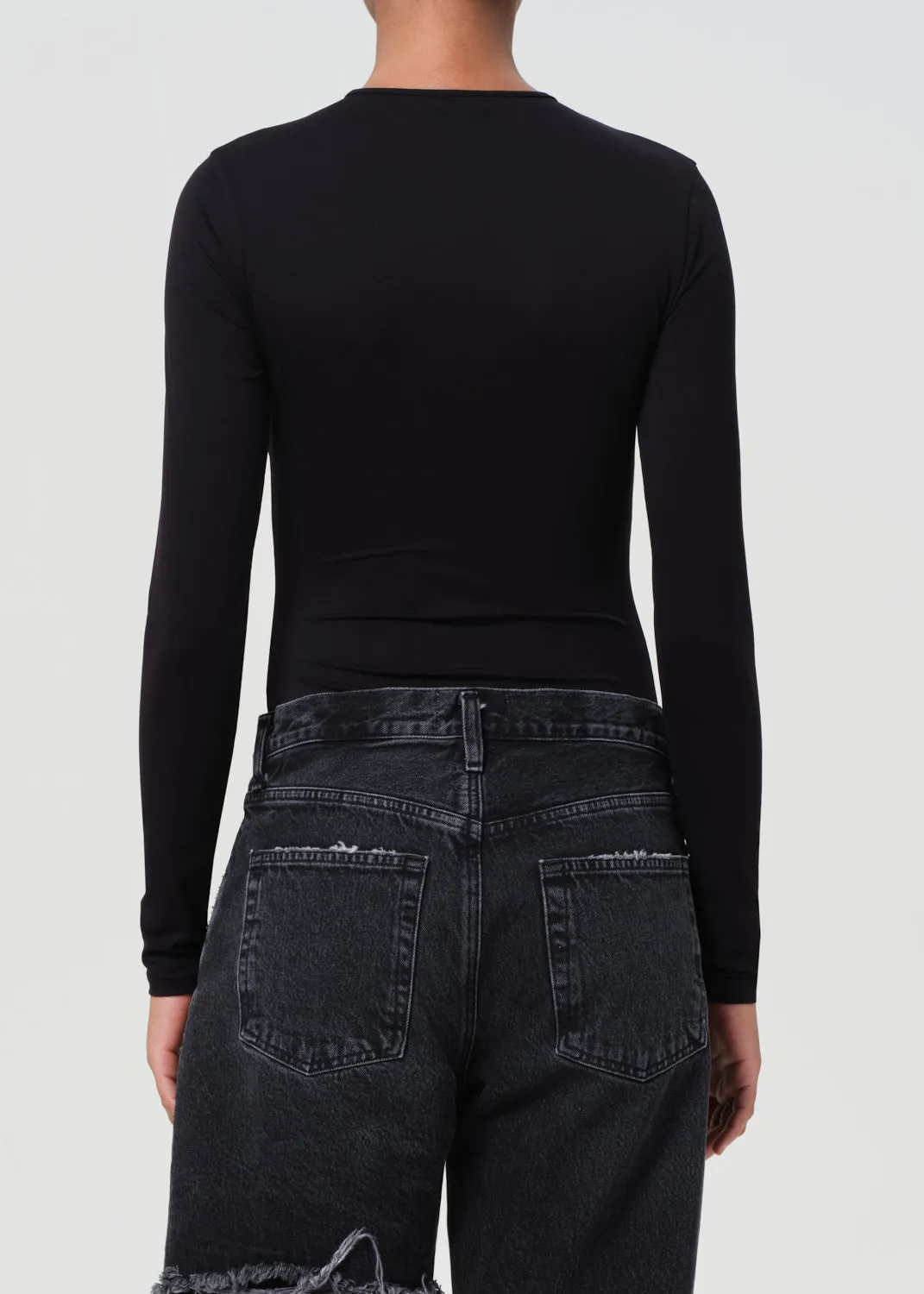 Aura Long Sleeve Bodysuit in Black sold by Agolde product image thumbnail 2