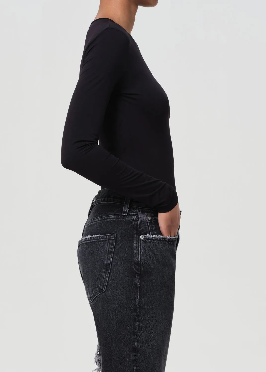 Aura Long Sleeve Bodysuit in Black sold by Agolde product image thumbnail 3