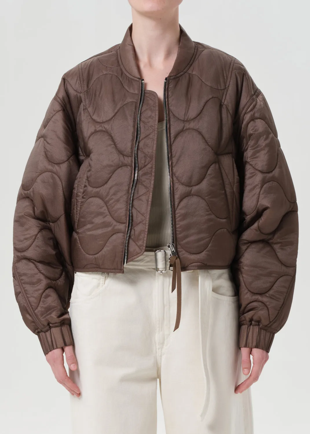 Iona Quilted Jacket in Cocoa sold by Agolde