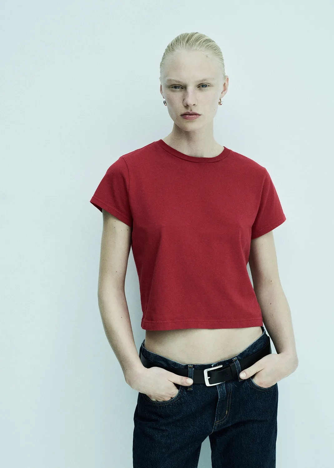 Adine Shrunken Tee in Tomato sold by Agolde product image thumbnail 2