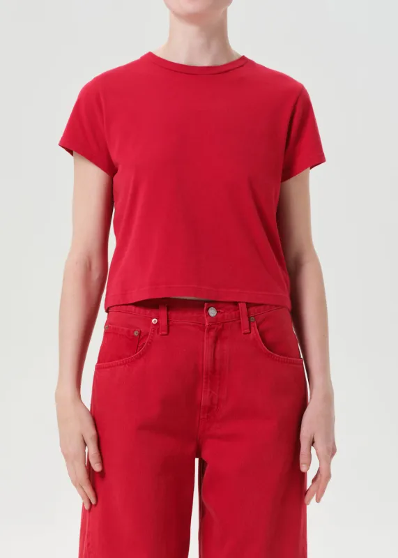 Adine Shrunken Tee in Tomato sold by Agolde